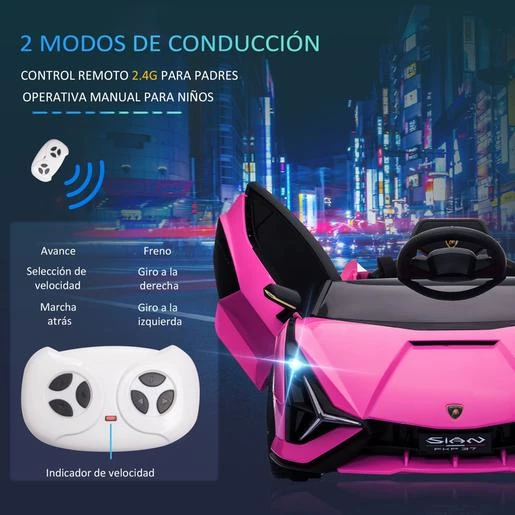 Homcom - Lamborghini SIAN Eléctrico Rosa 6 Homcom - Lamborghini SIAN Eléctrico Rosa - Imagen 4