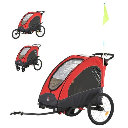 Homcom - Remolque Infantilpara Bicicleta 3 En 1 Rojo Y Negro 3 Homcom - Remolque Infantilpara Bicicleta 3 En 1 Rojo Y Negro