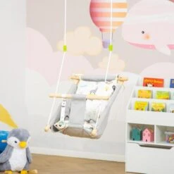 Columpio Para Bebé Con Altura Ajustable Gris Outsunny