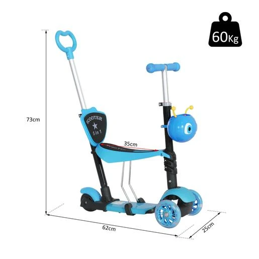 Homcom - Patinete Evolutivo Con Asiento Azul 5 Homcom - Patinete Evolutivo Con Asiento Azul - Imagen 3