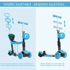 Homcom - Patinete Evolutivo Con Asiento Azul 12 Homcom - Patinete Evolutivo Con Asiento Azul -Juguetería medias 1946