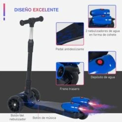 Homcom - Patinete Scooter Azul Con Efectos De Luz Y Sonido -Juguetería medias 1961