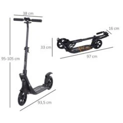 Homcom - Patinete Scooter Ajustable 2 Ruedas Grande Negro -Juguetería medias 2018