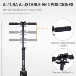Homcom - Patinete Scooter Ajustable 2 Ruedas Grande Negro -Juguetería medias 2019