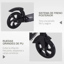 Homcom - Patinete Scooter Ajustable 2 Ruedas Grande Negro -Juguetería medias 2020