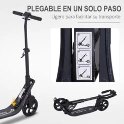 Homcom - Patinete Scooter Ajustable 2 Ruedas Grande Negro -Juguetería medias 2021