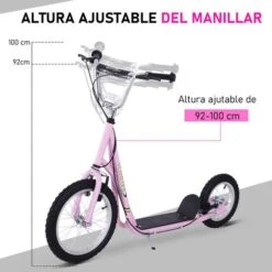 Homcom - Patinete Scooter Ajustable 2 Ruedas Grande Rosa 15 Homcom - Patinete Scooter Ajustable 2 Ruedas Grande Rosa -Juguetería medias 2050