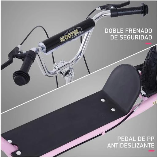 Homcom - Patinete Scooter Ajustable 2 Ruedas Grande Rosa 8 Homcom - Patinete Scooter Ajustable 2 Ruedas Grande Rosa - Imagen 6