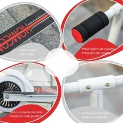 Homcom - Patinete Plegable Blanco-negro -Juguetería medias 2142