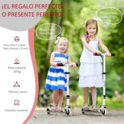 Homcom - Patinete Plegable Blanco-negro -Juguetería medias 2143