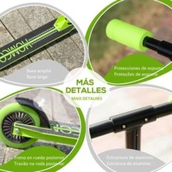 Homcom - Patinete Plegable Verde-negro -Juguetería medias 2152