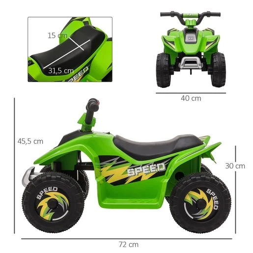 Homcom - Quad Eléctrico Batería 6V Verde 5 Homcom - Quad Eléctrico Batería 6V Verde - Imagen 3