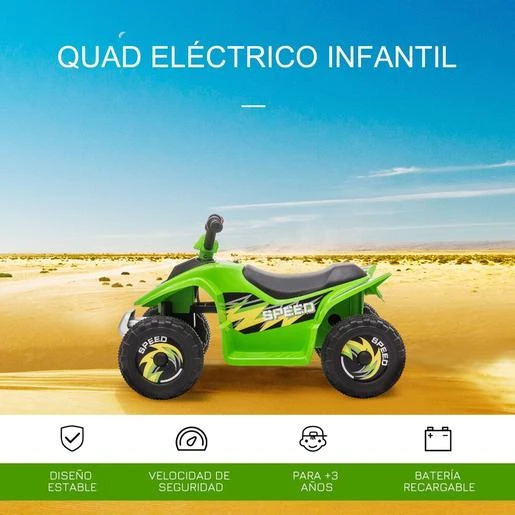 Homcom - Quad Eléctrico Batería 6V Verde 6 Homcom - Quad Eléctrico Batería 6V Verde - Imagen 4