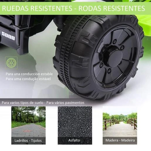 Homcom - Quad Eléctrico Con Faros LED Verde 6 Homcom - Quad Eléctrico Con Faros LED Verde - Imagen 4