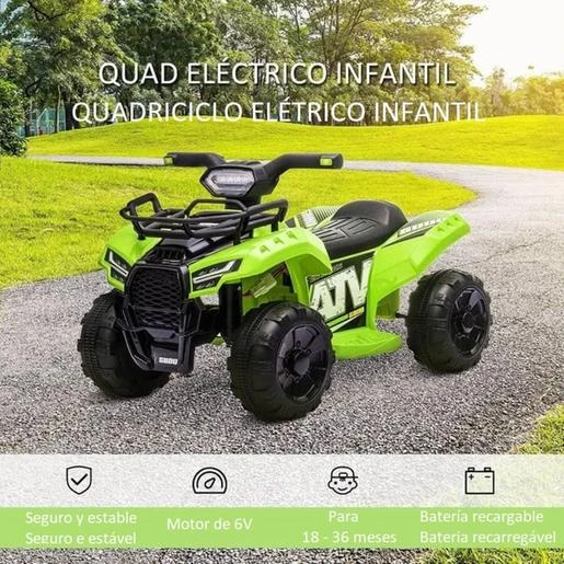 Homcom - Quad Eléctrico Con Faros LED Verde 7 Homcom - Quad Eléctrico Con Faros LED Verde - Imagen 5