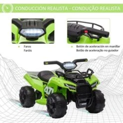 Homcom - Quad Eléctrico Con Faros LED Verde 17 Homcom - Quad Eléctrico Con Faros LED Verde -Juguetería medias 2366