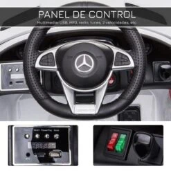 Homcom - Mercedes GTR Blanco Batería Con Control Remoto -Juguetería medias 2388
