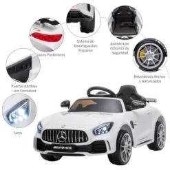 Homcom - Mercedes GTR Blanco Batería Con Control Remoto -Juguetería medias 2390