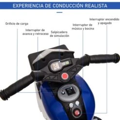 Homcom - Moto Eléctrica Batería 3 Ruedas Trimoto Negro Y Azul -Juguetería medias 2481