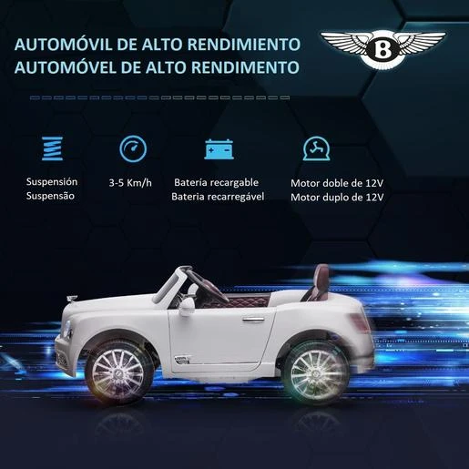 Homcom - Coche Eléctrico Bentley Mulsanne Blanco 6 Homcom - Coche Eléctrico Bentley Mulsanne Blanco - Imagen 4