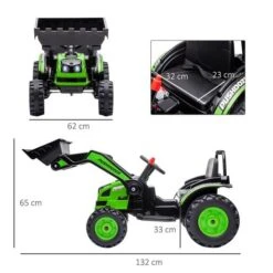Homcom - Excavadora Tractor Vehículo De Batería Verde -Juguetería medias 2578