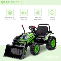 Homcom - Excavadora Tractor Vehículo De Batería Verde -Juguetería medias 2579