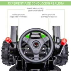 Homcom - Excavadora Tractor Vehículo De Batería Verde -Juguetería medias 2580
