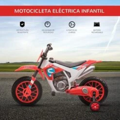Homcom - Moto Eléctrica Rojo-blanco -Juguetería medias 2598