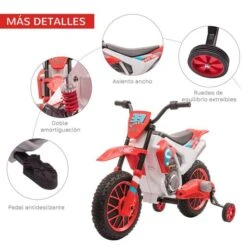 Homcom - Moto Eléctrica Rojo-blanco -Juguetería medias 2600