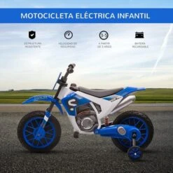 Homcom - Moto Eléctrica Azul-blanco 14 Homcom - Moto Eléctrica Azul-blanco -Juguetería medias 2643