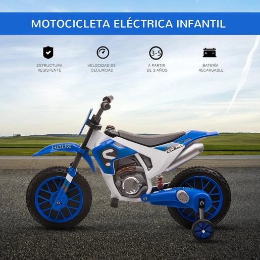 Homcom - Moto Eléctrica Azul-blanco 6 Homcom - Moto Eléctrica Azul-blanco - Imagen 4