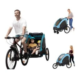 Homcom - Remolque Infantil Para Bicicleta 3 En 1 Azul Y Negro -Juguetería medias 2792