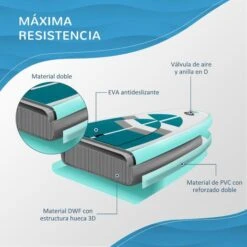 Tabla De Paddle Surf Hinchable Outsunny Blanca -Juguetería medias 2985