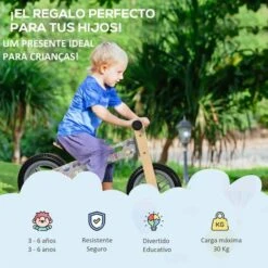 HOMCOM Aiyaplay - Bicicleta De Madera Sin Pedales -Juguetería medias 3233