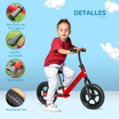 Homcom - Bicicleta De Equilibrio Regulable Sin Pedales Roja -Juguetería medias 3262