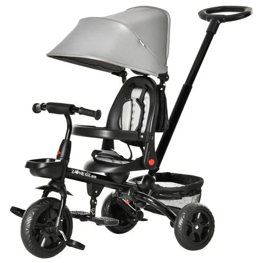 Homcom - Triciclo Plegable Evolutivo Con Capota Gris 3 Homcom - Triciclo Plegable Evolutivo Con Capota Gris