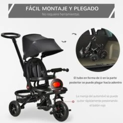 Homcom - Triciclo Bebé 4 En 1 Negro -Juguetería medias 3319