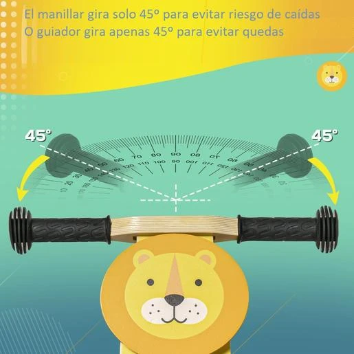 HOMCOM Aiyaplay - Bicicleta Sin Pedales 2 En 1 León 8 HOMCOM Aiyaplay - Bicicleta Sin Pedales 2 En 1 León - Imagen 6