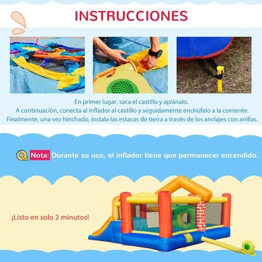 Castillo Hinchable Con 2 Toboganes Y 2 Camas De Salto 380 Cm Outsunny 7 Castillo Hinchable Con 2 Toboganes Y 2 Camas De Salto 380 Cm Outsunny - Imagen 5