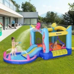 Castillo Hinchable Pulpo Con Tobogán 360 Cm Outsunny