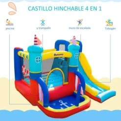 Castillo Hinchable Con Tobogán 265 Cm Outsunny -Juguetería medias 4073