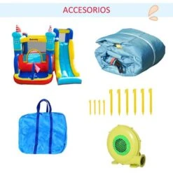 Castillo Hinchable Con Tobogán 265 Cm Outsunny -Juguetería medias 4077