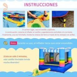 Castillo Hinchable Arcoíris Con Piscina Y Cama De Salto 280 Cm Outsunny -Juguetería medias 4084