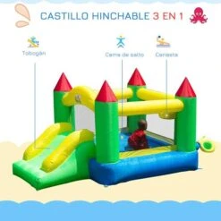 Homcom - Castillo Hinchable De Exterior Con Tobogán -Juguetería medias 4133