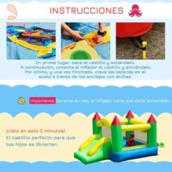 Homcom - Castillo Hinchable De Exterior Con Tobogán -Juguetería medias 4135