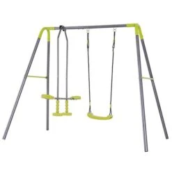 Homcom - Columpio Doble Con Asiento Y Balancín