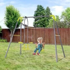 Homcom - Columpio Doble Con Asiento Y Balancín 17 Homcom - Columpio Doble Con Asiento Y Balancín -Juguetería medias 4393