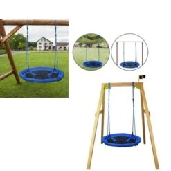 Homcom - Columpio Nido Infantil Azul Y Negro HomCom -Juguetería medias 4529