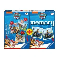 Ranvensburger-Patrulla Canina-Pack Juego De Memoria + 3 Puzzles